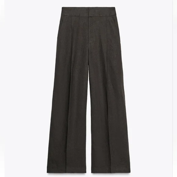 Zara Set 2 Pc Linen Blend Waistcoat Wrap Vest and Pants Brown Size S/M - Picture 11 of 15